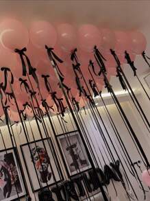 44/57pcs Minimalist Black & White Balloon Set | 20pcs Black Bowknot + Happy Birthday Banner | Latex Ribbon Set For Adult Party/Anniversary, Style Birthday Party Decorations, Party Supplies (White & Pink Available)