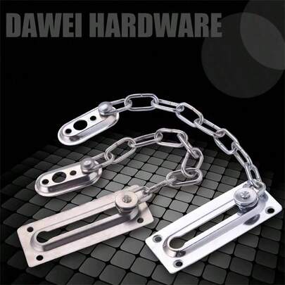 2 st dörrhandtag i rostfritt stål, dörrkedjelåsskydd, dörrlåsbegränsare, säkerhetsregel, ytterdörrlåskedja och spärr, säkerhetsdörrkedja, möbelhandtag