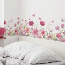 1pc Decorative Floral & Butterfly Wall Sticker With Colorful Painting Wall Decor Room Decor Stickers Personalised Stickers Wall Stickers