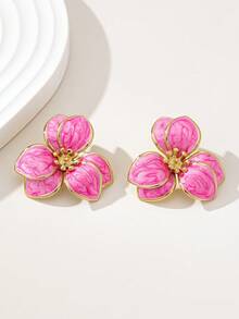 1 对时尚仿珍珠向日葵耳环（女士款） - 滴油花耳環 - 查看 2