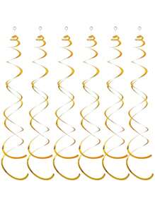 6pcs Magenta/Blue/Yellow Spiral Streamer Hanging Decorations, PVC Curly Garlands For Windows, Corridors, Ceilings, No Electricity Needed, No Feathers, Suitable For Birthday, Wedding, New Year, Graduation, General Party Decor