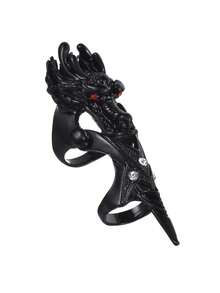 1pc Vintage Dragon Head Alloy Punk Ring For Men & Women - Antique Silver - View 12