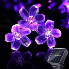 1 peça 20/50/100 Luzes de Corda Solares em Forma de Flor - Cordões de Luz Externa para Decoração de Jardim, Pátio, Cerca, Árvore de Natal com Ambiente de Luz de Fada - À Prova d'Água, Eficiente em Energia e Fácil de Instalar para Casamento, Festa, Casa, Gramado