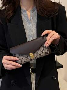 1 件女式 PU 长款花卉印花钱包，时尚百搭 3 折，大容量多卡槽拉链零钱包，复古扣超薄便携手提包，节日礼物女士钱包迷你钱包钱包长款钱包 - 棕色 - 查看 6