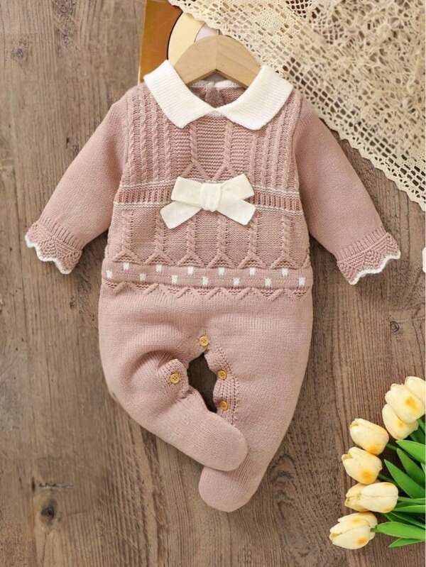 Nika Baby Macacão para bebê  tricô de luxo rosê