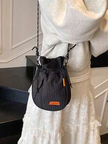 Minimalist Casual Lightweight Crossbody Bag, Multifunctional Shoulder Bag, Women's Portable Phone Pouch With Drawstring Pocket - Black - View 4