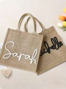 Personalized Bridesmaid Tote Bags, Custom Burlap Gift Bag, Beach Tote Bag, Bachelorette Party Bag, Bridesmaid Proposal Gift, Wedding Gift Bag, All-Purpose, Large Capacity, Versatile, Multifunction, Colorful, Cute, Adorable, Contracted, Funny, Kawaii, Y2K, Minimalist, Commuting, Business Casual, Basics, Custom, For Anniversaries, For Birthdays, For Holiday/ Vacation, For Outdoors/Outings/Travel/Hiking/Stadium/Sports/Climbing, For Business/Commute/Work/Office, Vacation, Vacation,School Supplies,Back To School,For Office,For School,For Classroom,For Teacher Gifts,For University,For Colleague,For Dorm Rooms,For Teacher,For Boys And Girls,For Teenagers,Junior High School Students,Middle School Students,High School Senior High School Students,College Students,University Students,Freshman,Sophomore,Underclassmen