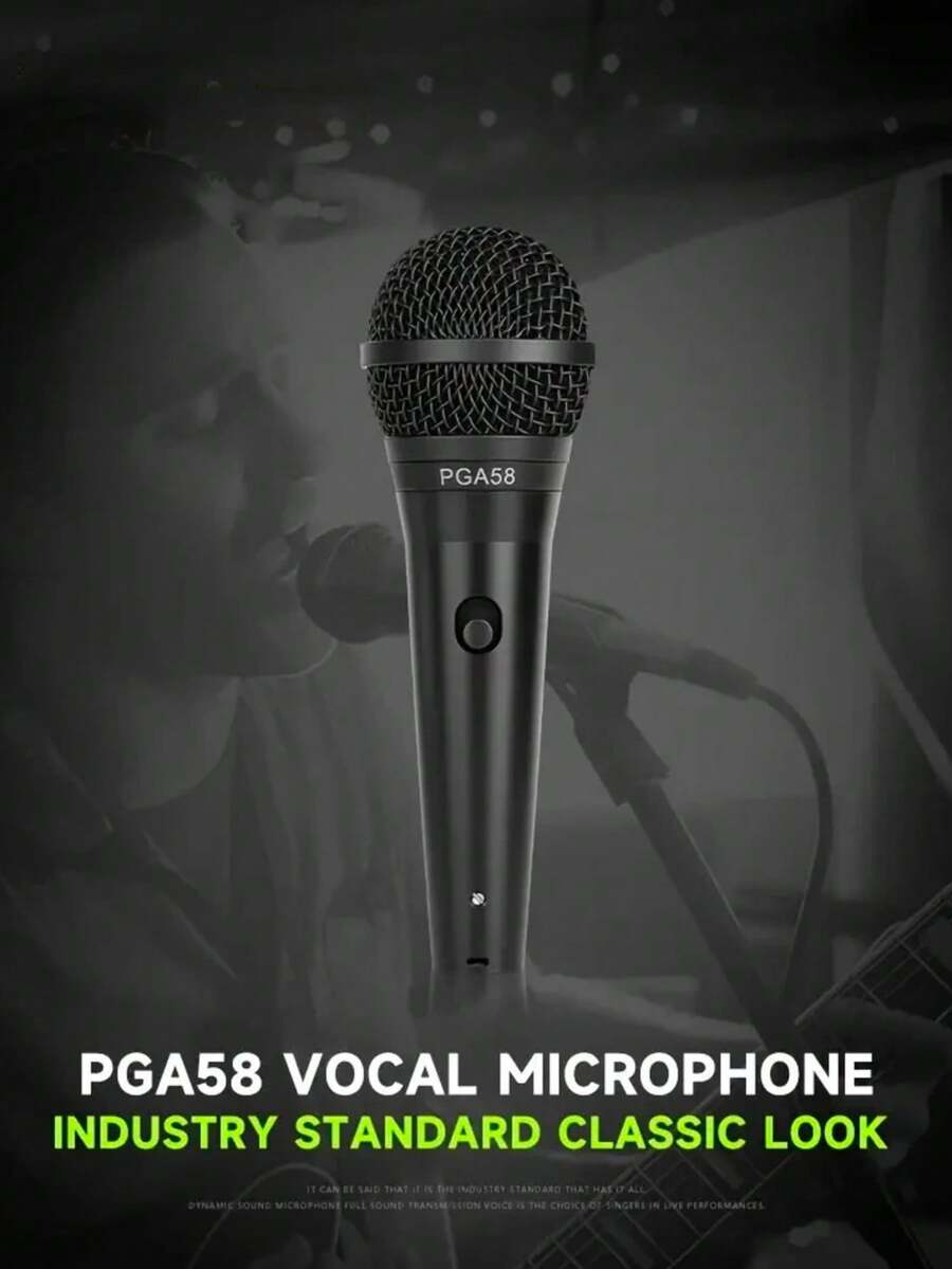 PGA58 Cardioid Dynamic Microphone For Stage Singing Professional Wired Microphone For Karaoke BBOX Recording Vocal - Black - View 1