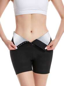 1 件女式桑拿短裤，适合健身、锻炼、跑步、吸湿排汗、训练、瑜伽、骑自行车、产后恢复塑身衣，健身房必备