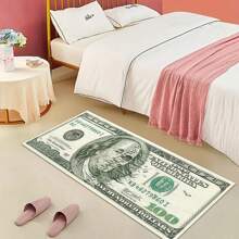 1pc Interesting Portrait & Dollar Bill Pattern Rug, Modern Creative Cartoon INS Style American Elements Rectangle Soft Area Carpet, Applicable For Outdoor, Entrance, Living Room, Bedroom, Laundry Room, Bathroom, Game Room, Washable All Season Bedside Mat, Home Decor