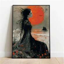 1 件可选框架海报墙艺术复古维多利亚希腊神话肖像美人鱼黑暗艺术海报印刷品帆布画墙艺术图片客厅家居装饰，带框架的墙壁艺术 - 彩色 - 查看 46