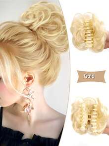 Pieza para el cabello con sujeción para moño desordenado, extensiones de cabello sintético ondulado y rizado para chongos, coletas y recogidos gruesos para mujeres - Multicolor - Ver 13