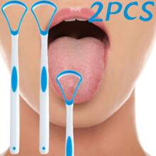 1/2 Pink Tongue Scraper, Tool For Cleaning Tongue Coating, Silicone Tongue Brush For Cleaning, Pink And Blue Tongue Coating Cleaning Scraper, Bad Breath Removal, Easy-To-Use Tongue Cleaner, Used For Cleaning And Refreshing Breath, Oral Care To Reduce Bad Breath, Adult Tongue Cleaner, Tongue Cleaning Tool
