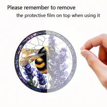 1 Piece, 2D Flat, Bee And Lavender Acrylic Light Catcher, Colored Glass Hanging Pendant, Suitable For Window, Office, Garden, Bedroom Decoration, Handicraft Hanging Decoration As A Gift For Family And Friends' New Homes