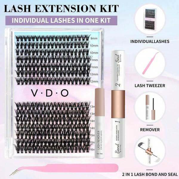 Lash Clusters 280pcs Individual Lashes 100D 0.07D Curl MIX 8-16mm DIY Eyelash Extension Large Tray Volume Soft&Natural Cluster Lashes(100D-0.07D,)
