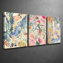 Set de 3 piezas de arte de pared de estilo rústico en lienzo - Patrones abstractos y florales vintage, graffiti colorido para decoración de sala de estar, dormitorio, oficina en casa - Pintura en lienzo con marco