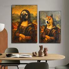 1 tấm áp phích nghệ thuật treo tường Khung tùy chọn Động vật Hình ảnh chân dung chó Mona Lisa vui nhộn Áp phích nghệ thuật trừu tượng Tranh in trên vải Canvas Tranh nghệ thuật treo tường cổ điển cho phòng khách Trang trí nhà, Nghệ thuật treo tường có khung - Nhiều màu - Xem 4