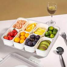 1Pack Snackle Box Container - Dishwasher Safety Divided, Serving Tray With Lid And Handle - Charcuterie Board For Portable Snack Platters - Clear Organizer For Fruits Snacks,Perfect For Road Travel,Do Not Put In The Dishwasher,Thanksgiving Gifts, Christmas Gifts, Halloween Gifts, Valentine's Day Gifts, New Year Gifts