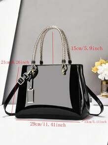 Elegant And Fashionable Patent Leather Handbag, Multi-Functional Mom Bag With Large Capacity, Shoulder Tote Bag, Fashionable Design, New Soft Leather Small Square Bag Handbag Crossbody Bag, Versatile Casual Multi-Layer Large Capacity Shoulder Strap Can Be Shoulder Or Diagonal Crossbody Handbag, Suitable For Valentine's Day Gifts, Women's Handbag, Shoulder Diagonal Crossbody Color-Block Bag, Casual Luxury Large Capacity Can Be Shoulder Or Diagonal Crossbody Casual Bag