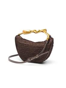 Summer Rattan Half-Moon Beach Straw Shoulder Bags Women's Straw Bucket Bag Purse Woven Straw Handbags Casual Tote Crossbody Bag