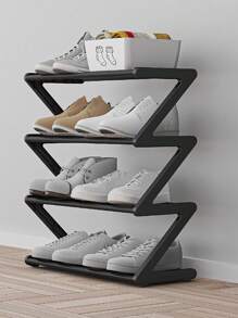 1 pieza Estantería multiusos a prueba de polvo para zapatos, de fácil montaje y movimiento, estantería de almacenamiento de pie de plástico, estantería de almacenamiento multifuncional de gran capacidad, organizador de piso de fácil montaje sin herramientas, apilable, esencial para el hogar y la habitación, ahorra espacio, organización del hogar para almacenar zapatos, botas y diversos artículos, apta para pasillos, armarios, salas de estar y dormitorios