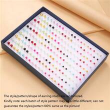 100pcs Mixed Style Gold Color Rhinestone Geometric Earrings Set, Versatile Design Suitable For Women Daily Wear - Large and Small Colored Pearls - View 11