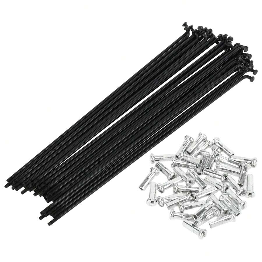 Bicycle Spokes Carbon Steel Bike Spoke With Nipples For Most Bicycle - Baja Karbon Hitam 165mm 14G 36Pcs - View 1