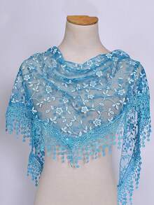 1 件纯色藤蔓箔蕾丝印花流苏三角围巾，经典镂空透气复古轻质披肩，时尚春秋休闲甜美头巾，优雅面纱头饰，适合婚礼新娘礼服配饰 - 三角巾 - 查看 22