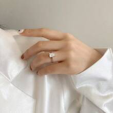 1pc Women's S925 Sterling Silver Ring, Luxury Minimalist Four-Claw Zirconia Band, Exclusive High-End Design - White Gold Transparent Diamond Ring - View 10