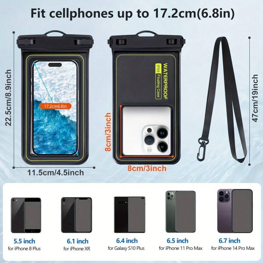 1pc Waterproof Phone Pouch, Touch Screen, For Swimming, Delivery Riders, Beach, Underwater Use, Sealed Water-Resistant Phone Bag