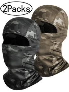 2个装迷彩滑雪面罩，男女通用拉法帽，防晒拉法帽，轻便防紫外线面罩，适用于摩托车、单板滑雪 - 迷彩 - 查看 12