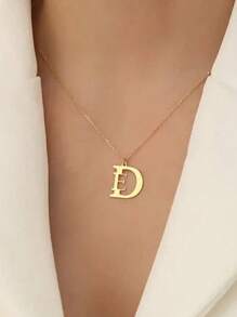 Collar colgante de letras dobles chapado en oro de 18K de acero inoxidable personalizado - Elegante diseño simple Collar colgante de letras Collar para pareja Regalo hecho a mano Collar inicial Regalo de cumpleaños Regalo de Navidad para ella y él