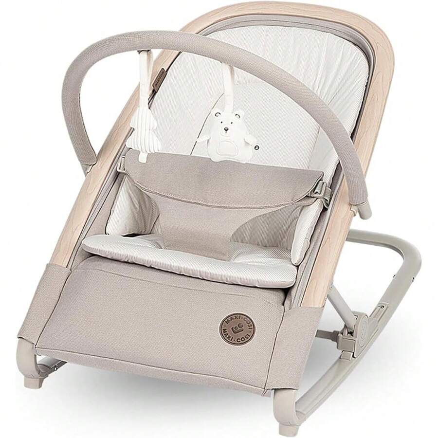 2-In-1 Ergonomic Baby Bouncer Chair With Toy Arch, 0-2 Years, Up To 15 Kg, Newborn Bouncer, 3 Recline Positions, Easy-In Harness, Lightweight & Compact, Newborn Pillow, Beyond Graphite - Beige - View 1