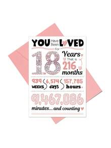1 pièce Carte d'anniversaire des 18 ans, Carte d'anniversaire drôle des 18 ans pour les filles, fille adulte petite-fille soeur nièce amie cadeau pour les filles de 18 ans, Carte de voeux d'anniversaire 18 ans or rose - Multicolore - Voir 1