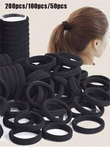 5/50/100/200 Piezas/Bolsa Bandas elásticas de cabello minimalistas, negro, caqui, mezcla aleatoria de bandas elásticas de cabello, accesorios de cabello elegantes y cambiables, uso diario, accesorios de cabello sin costuras elásticos. Decoración del hogar y el baño, decoración de otoño, de vuelta a la escuela