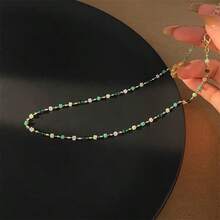 Fashionable Colorful Crystal Dopamine Necklace For Women, Delicate Choker Necklace - Green - View 2