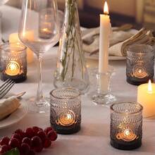 6pcs Votive Candle Holders Glass Tea Lights Candle Holder Bulk For Birthday Parties Weddings Table Decorations Candlelight Dinners - Multicolor - View 9
