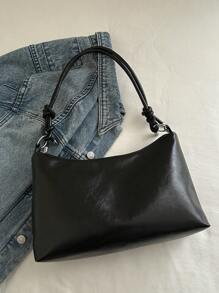 Bolsa de ombro estilo hobo, minimalista e luxuosa, de cor sólida, com nó, bolsa de ombro minimalista, em formato de crescente, versátil para uso diário feminino na primavera e no verão