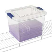 Small Storage Bin, 27 Quart Clear Plastic Storage Container With Latch Lid, Blue, 10 Count - 2 Pack - 查看 5