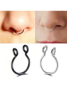 1 件时尚无穿孔鼻夹鼻环，U 型鼻环鼻饰配件 - 彩色 - 查看 11