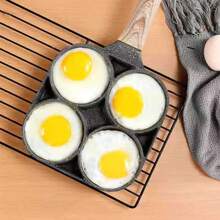 1pc 4-Hole Nonstick Egg Pan, Flat Egg Dumplings Frying Pan For Breakfast Egg Burger Cooking Kitchen Tools Pot
