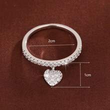 1 pieza Anillo de mujer con diseño de colgante en forma de corazón y circonita cúbica