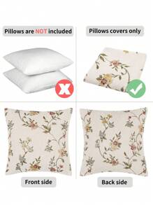 1 pieza Funda de cojín reversible de tela jacquard con estampado floral, funda de cojín cuadrada de poliéster moderna adecuada para la sala de estar