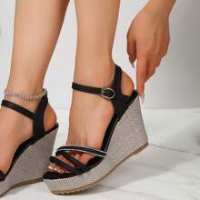 Korean Style New Summer Sexy Comfortable Peep-Toe Platform Wedge Heel Waterproof Rope Increased Slimming Sandals