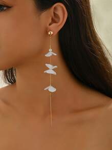 1 par de pendientes colgantes con flecos y decoración floral, elegantes y versátiles, de moda para el verano