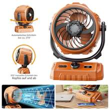 Camping Fan With LED Lantern USB Rechargeable Battery Powered Tent Fan Portable - Orange - View 5