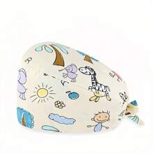 1 pieza Gorro de enfermera con estampado digital de flores, animales y corazones sobre fondo rosado, de mezcla de algodón. Adecuado para médicos, enfermeras, salones de belleza, hospitales veterinarios y profesionales de limpieza. Anti-bacterial y anti-polvo