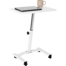 Seville Classics Airlift Height Adjustable Mobile Rolling Laptop Cart Computer Workstation Desk, Table for Home, Office, Classroom, Hospital, w/Wheels, Black, Flat (24") (New Model) - Blanco - Ver 1