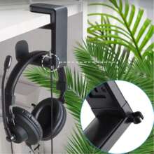 Multifunctional Hook, No Drill Required Hook, 360 Degree Rotatable Headphone Holder - Headphone Stand, Adjustable Clamp Headphone Hanger Under Desk, With Cable Clip (Max Weight 2.2lbs)