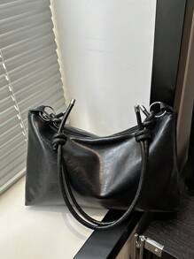 Bolso de hombro de unicolor nuevo y elegante de PU, bolso cruzado versátil con correa ajustable de estilo urbano, bolso sencillo para mujer